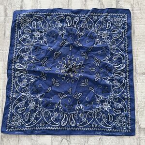 VTG Bandanna Zan Headgear USA Blue Paisley 100% Cotton Americana Biker